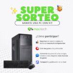 Imagen promocional del sorteo de una PC con Kit organizado por Marstech Computación, con instrucciones para participar en Facebook.