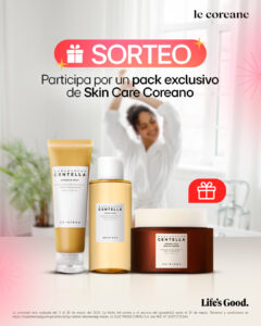 Imagen promocional del sorteo LG Perú 2025 con productos de skincare coreano de Le Coreanne. Instrucciones para participar y fecha límite del concurso.