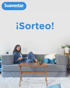 Imagen promocional del Sorteo Suavestar 2025, donde se sortea un Sofá Recostar. Se detallan las instrucciones para participar y la fecha del sorteo.