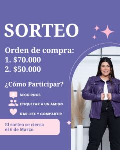 Imagen promocional del sorteo por el Día de la Mujer de Beerseba Talles Especiales, donde dos ganadoras recibirán órdenes de compra de $70.000 y $50.000. Se detallan las instrucciones para participar y la fecha límite del 6 de marzo.